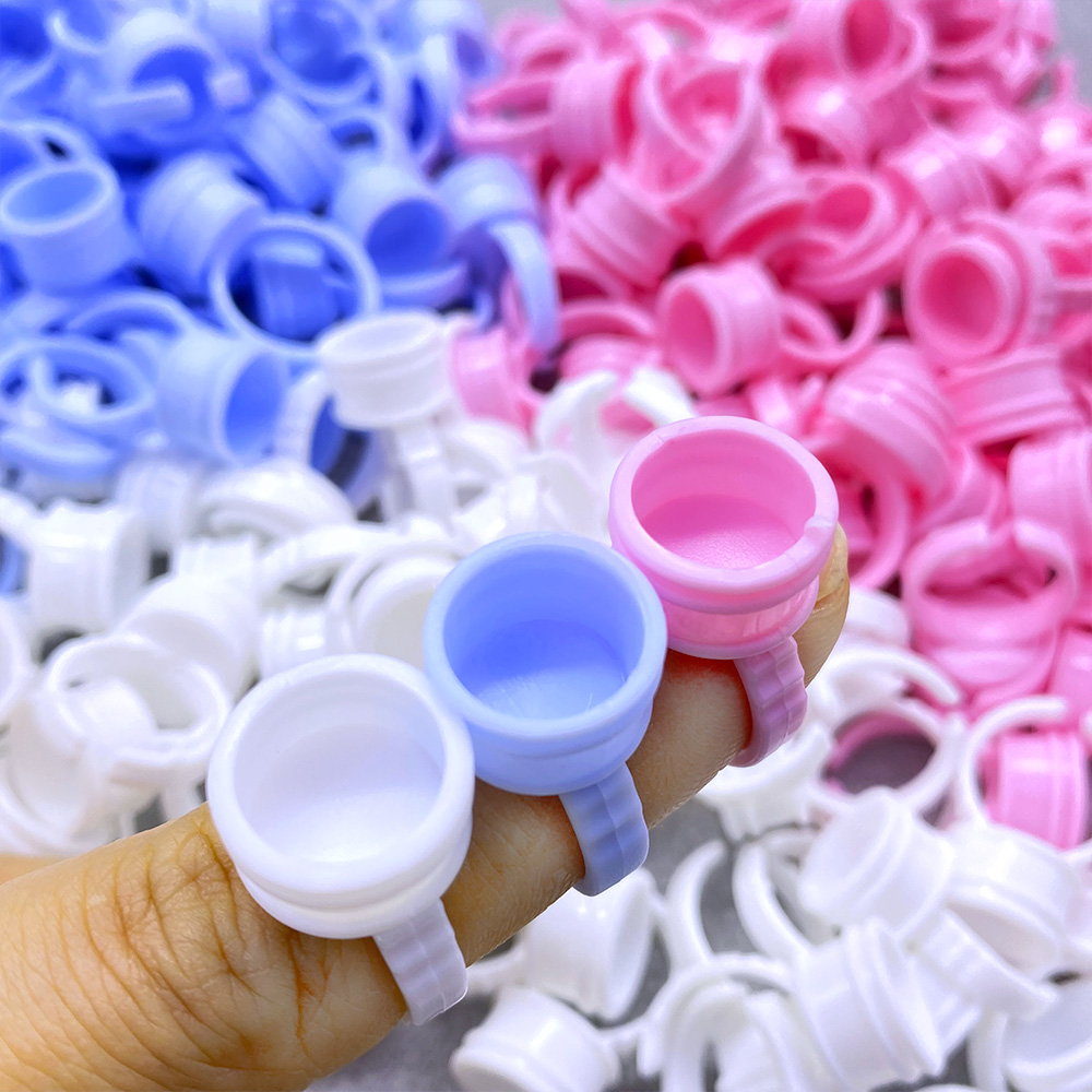 100Pcs Disposable Glue Ring Cu - Eyelash Extension Fan 评论和价格