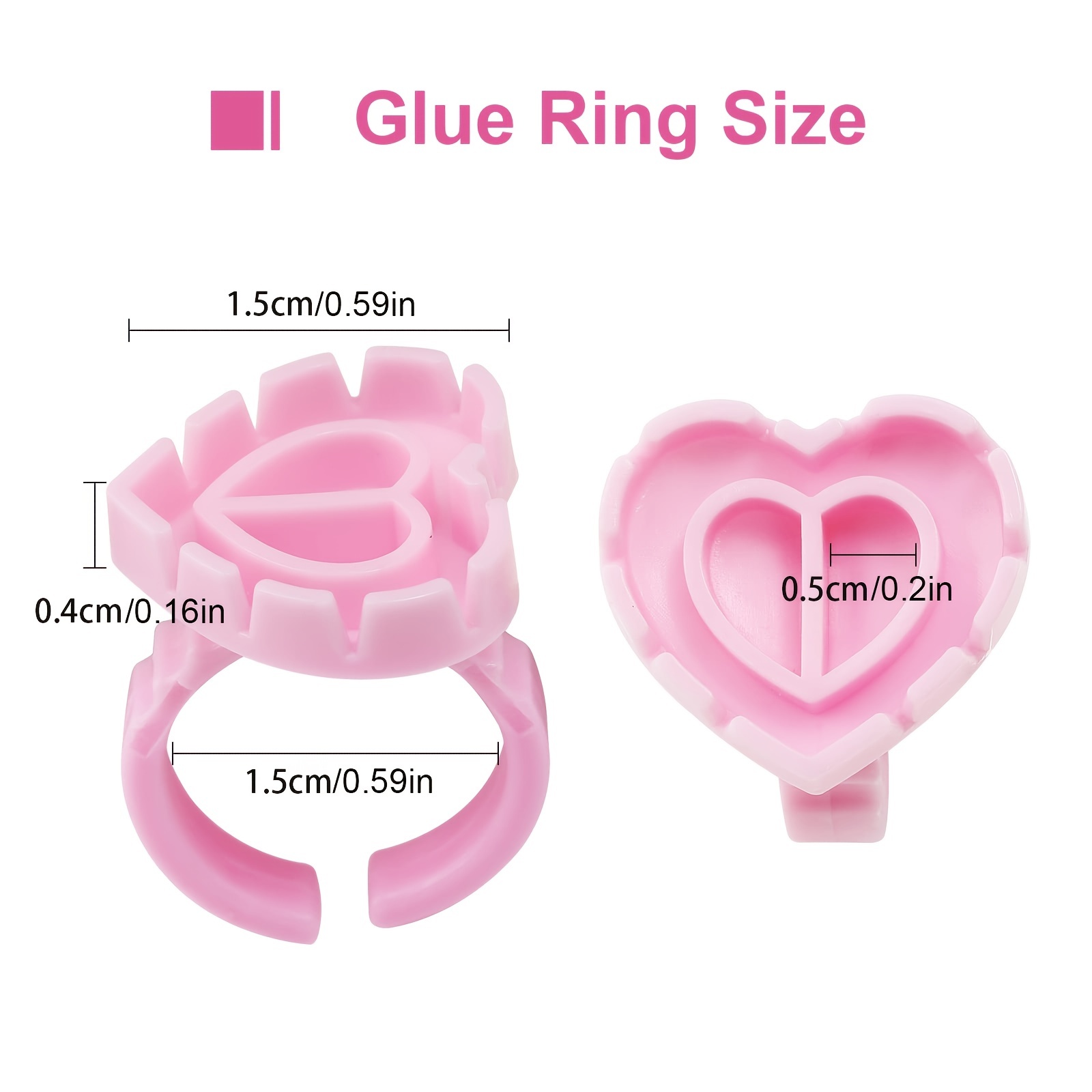 100PCSHeart Eyelash Glue Rings - Eyelash Extension Fan 评论和价格