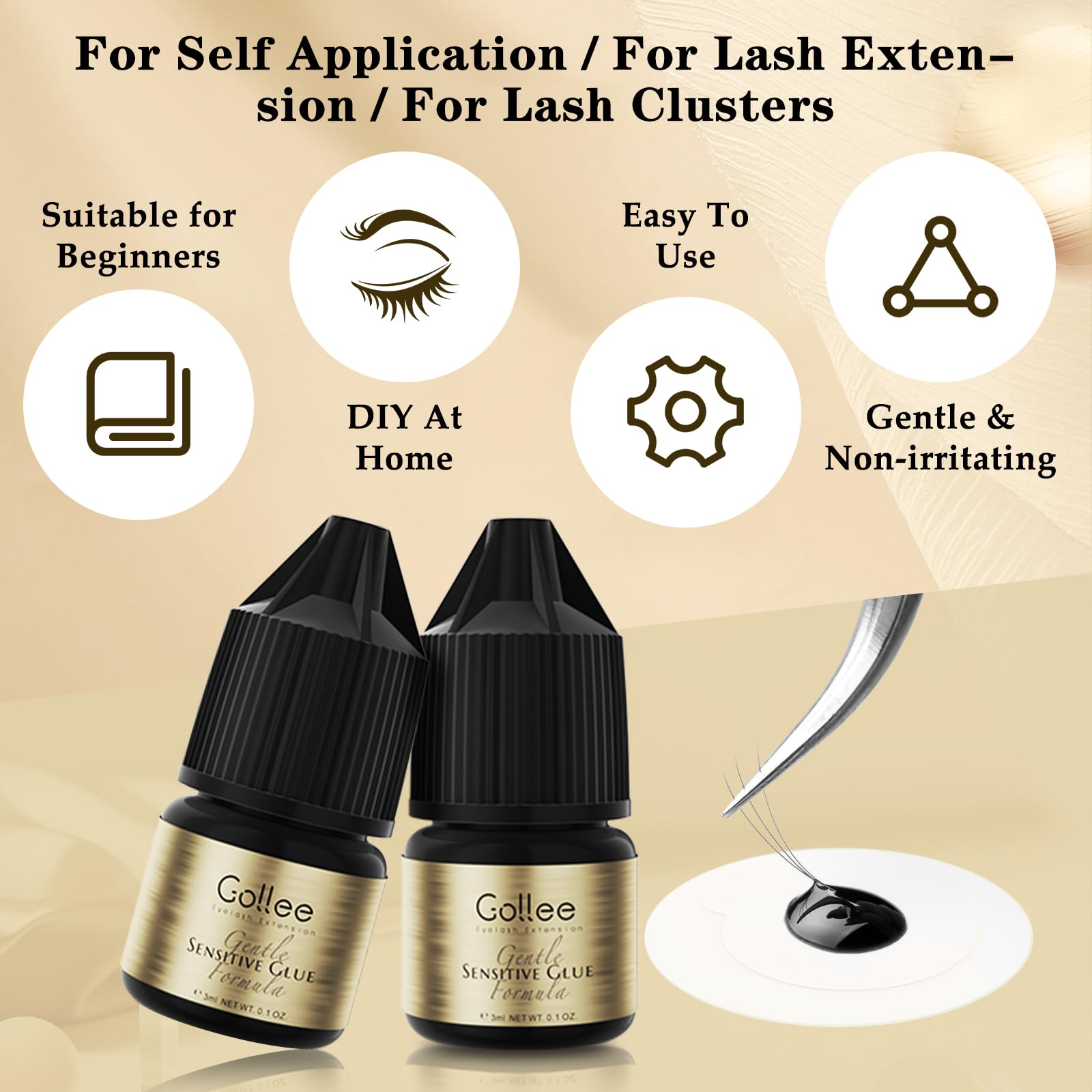 Gollee Eyelash Adhesive Cluste - Eyelash Extension Glue For Sensitive Eyes 评论和价格